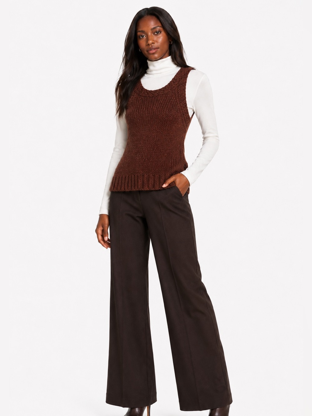Brown Knit Tank top vest Marled M Fall fashion new